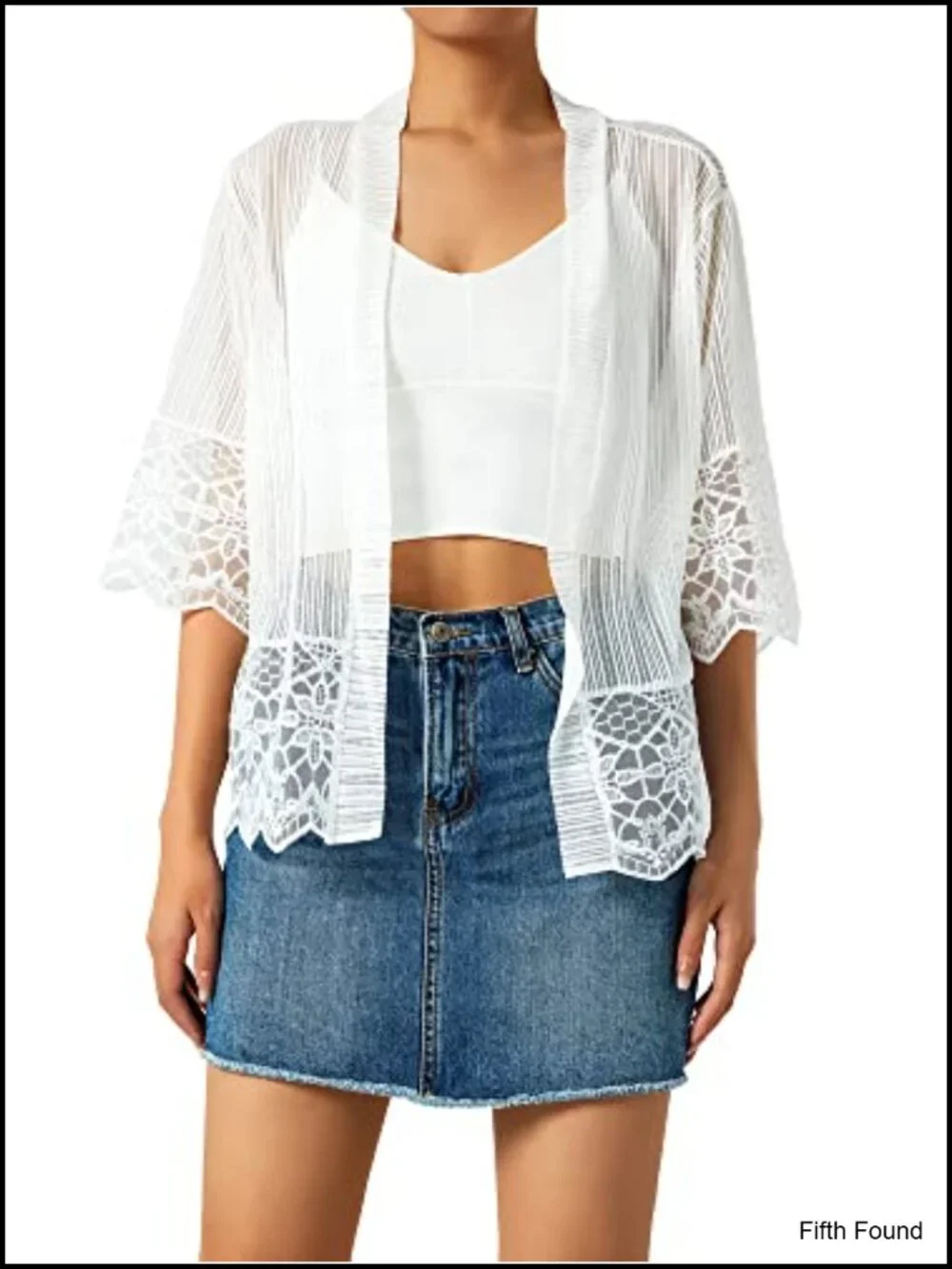 Lace Crochet Cardigan Short Sleeve Sheer Cover Up Open Front Kimono Tops